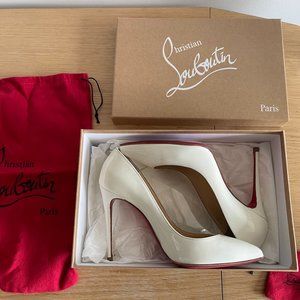 Christian Louboutin Pigalles Follies 100 White Patent Leather 38.5